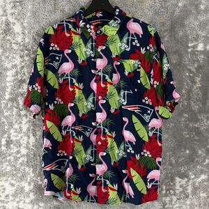 NFL Navy Tropical Flamingo Button Down Shirt